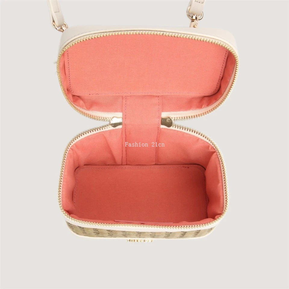 Lady Cream PU & Woven Straw Box Bag